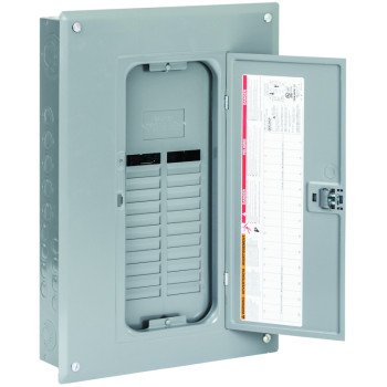 Square D QO QO124L125PGC Load Center, 125 A, 24 -Space, 24 -Circuit, NEMA 1 Enclosure, Plug Mounting, Gray