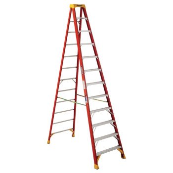 Werner 6212 Step Ladder, 12 ft H, Type IA Duty Rating, Fiberglass, 300 lb, 11-Step, 16 ft Max Reach