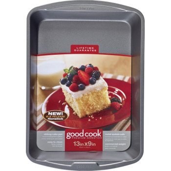 Goodcook 04010 Cake Pan, Oblong, 13 in OAL, Steel, Non-Stick: Yes, Dishwasher Safe: Yes