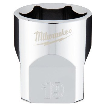 Milwaukee 45-34-9089 Socket, 19 mm Socket, 3/8 in Drive, 6-Point, Chrome Vanadium Steel, Chrome