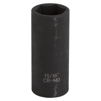 Vulcan MT6580179 Deep Impact Socket, 15/16 in Socket, 1/2 in Drive, Deep Drive, 6-Point, Chrome Molybdenum Steel