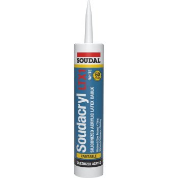 Soudal Soudacryl LTX1 5823521 Siliconized Acrylic Latex Caulk, White, -20 to 185 deg F, 10.1 fl-oz Cartridge