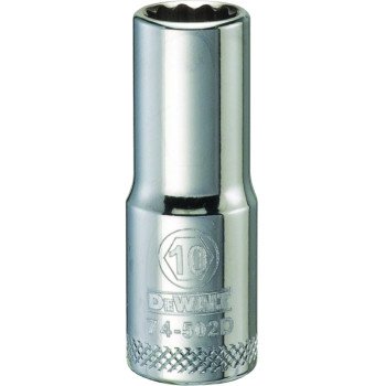 DEWALT DWMT74502OSP Drive Socket, 10 mm Socket, 3/8 in Drive, 12-Point, Vanadium Steel, Polished Chrome