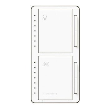 Lutron MACL-LFQH-WH Fan Control and Light Dimmer, 1 -Pole, 120 VAC, 60 Hz, White