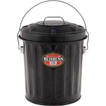 Behrens B907P Ash Pail, 7.5 gal, Steel, Black