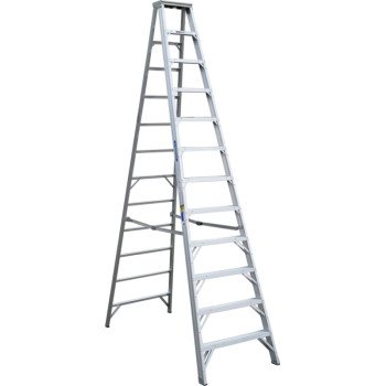 WERNER 412 Step Ladder, 16 ft Max Reach H, 11-Step, 375 lb, Type IAA Duty Rating, 3 in D Step, Aluminum