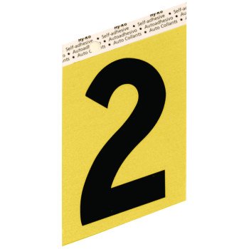 HY-KO GG-25/2 House Number, Character: 2, 3-1/2 in H Character, Black Character, Gold Background, Aluminum