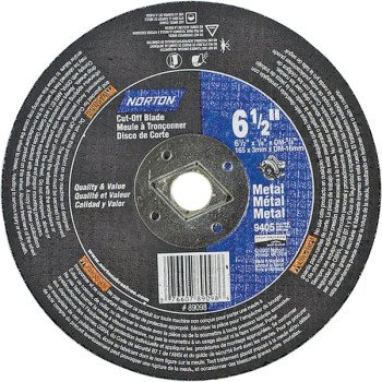 NORTON 07660789098 Circular Cut-Off Wheel, 6-1/2 in Dia, 1/8 in Thick, 5/8 in Arbor, Aluminum Oxide Abrasive