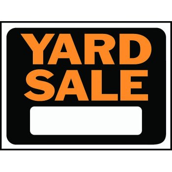 Hy-Ko Hy-Glo Series 3033 Identification Sign, Rectangular, YARD SALE, Fluorescent Orange Legend, Black Background