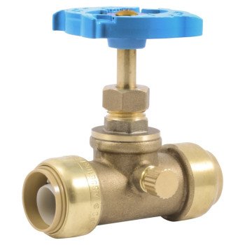 SharkBite 24635LF Stop Valve, 3/4 in Connection, PTC, 200 psi Pressure, DZR Brass Body