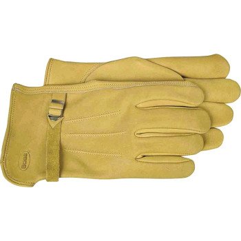 Boss B81202-M Gloves with Wrist Enclosure, M, Keystone Thumb, Slip-On Cuff, Cowhide Leather, Natural