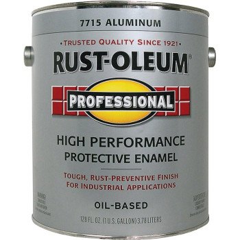 Rust-Oleum 7715402 Enamel Paint, Gloss, Aluminum, 1 gal, Can, 230 to 390 sq-ft/gal Coverage Area