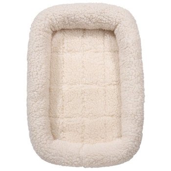 Slumber Pet ZW250 19 Dog Bed, 17-3/4 in L, 11-3/4 in W, Bumper Style Pattern, Sherpa Cover, Natural