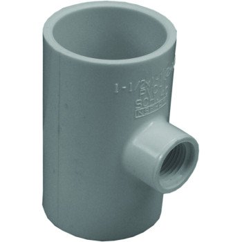 IPEX 435873 Reducing Pipe Tee, 1-1/2 x 1-1/2 x 1/2 in, Slip x Slip x FPT, PVC, White, SCH 40 Schedule