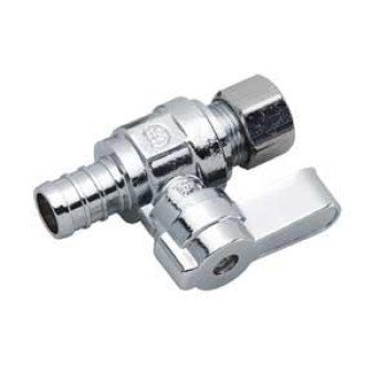 Moen M-Line Series M4740PB Angled Ball Shut-Off Valve, 3/8 x 1/2 in Connection, Compression x PEX, Brass Body