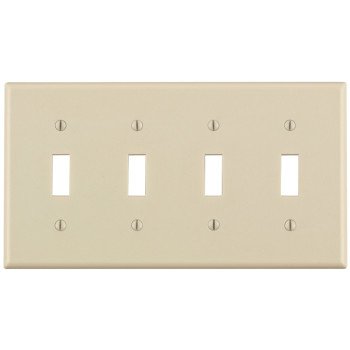 Leviton 78012 Switch Wallplate, 4-1/2 in L, 2-3/4 in W, 4 -Gang, Light Almond