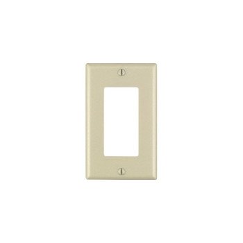 Leviton 80401-I Wallplate, 4-1/2 in L, 2-3/4 in W, 1-Gang, Thermoset Plastic, Ivory, Smooth