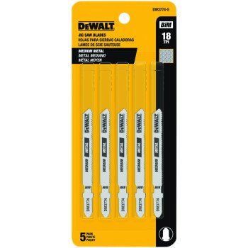 DEWALT DW3774-5 Jig Saw Blade, 3 in L, 18 TPI