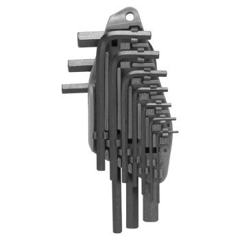 Vulcan TW-050-03 Hex Key Set, 10-Piece, Chrome Vanadium Steel, Black, Specifications: Short Arm, Metric Measurement