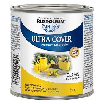 RUST-OLEUM PAINTER'S Touch N1945730 Brush-On Paint, Gloss, Sun Yellow, 236 mL Can