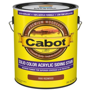 Cabot 800 Series 140.0000880.007 Solid Color Siding Stain, Natural Flat, Redwood, Liquid, 1 gal, Can