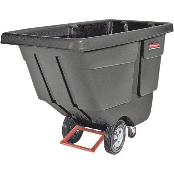 Rubbermaid 1314BLA Utility Tilt Truck, 850 lb Load, 1 cu-yd, 3-Caster, Steel Frame, Black, 72-1/4 in OAL