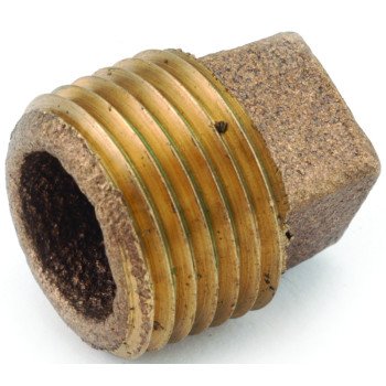 Anderson Metals 738109-08 Pipe Plug, 1/2 in, IPT, Cored Square Head, Brass