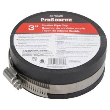 ProSource TC-3 Test Cap, 3 in Connection, Capping Pipe Ends, PVC, Black, 3 in Pipe