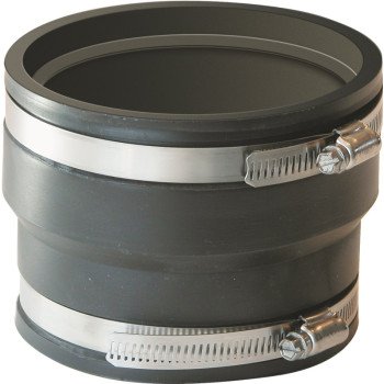 Fernco P1070-44 Flexible Coupling, 4 x 4 in, PVC, Black, 4.3 psi Pressure