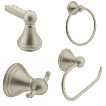 Moen Preston Series DN8486BN Towel Ring, 6-1/4 in Dia Ring, 22 lb, Brass/Zinc, Brushed Nickel, Screw Mounting