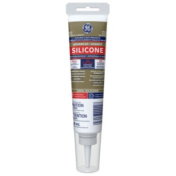 GE Silicone II SE2122 Kitchen and Bath Sealant, White, 65 deg F, 2.8 oz