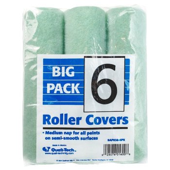 RollerLite Economy 9AP038-6PK Roller Cover, 3/8 in Thick Nap, 9 in L, Polyester Cover, Orange