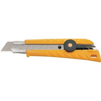 OLFA 5003 Utility Knife, 18 mm W Blade, Stainless Steel Blade, Pistol-Grip Handle, Yellow Handle