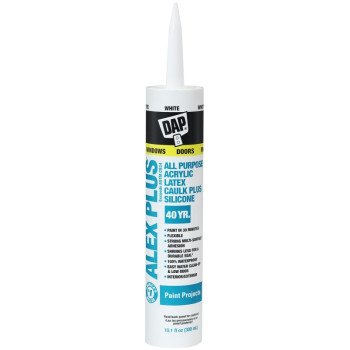 DAP 18152 Acrylic Latex Caulk with Silicone, White, -20 to 180 deg F, 10.1 fl-oz Cartridge