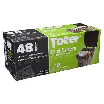 Toter GB048-R8000 Trash Cart Liner, 48 gal Capacity, Plastic, Black