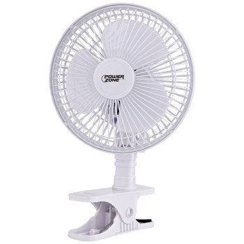 PowerZone FT-602 Oscillating Portable Fan, 120 VAC, 6 in Dia Blade, 3-Blade, 2-Speed, 60 deg Rotating, White