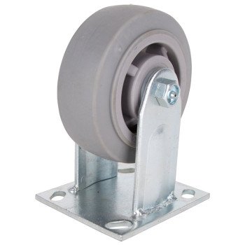 ProSource JC-T03 Rigid Caster, 5 in Dia Wheel, 2 in W Wheel, Thermoplastic Rubber Wheel, Gray, 450 lb