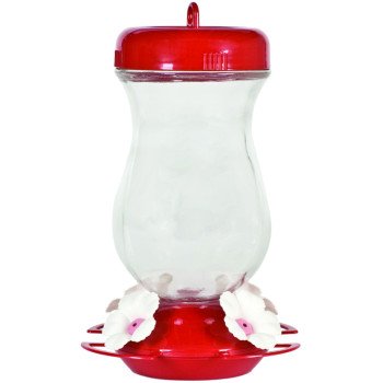 Perky-Pet 132TF Bird Feeder, 24 oz, 4-Port/Perch, Glass/Plastic, Clear, 9 in H