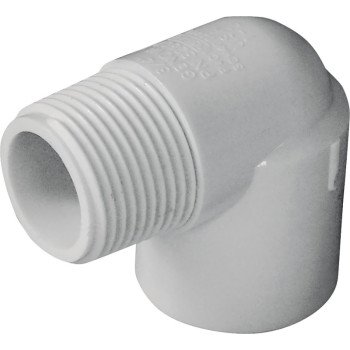 IPEX 435501 Street Pipe Elbow, 3/4 x 3/4 in, Slip x MPT, 90 deg Angle, PVC, White, SCH 40 Schedule