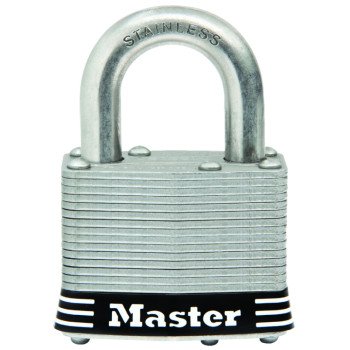 Master Lock 5SSKADHC Padlock, Keyed Alike Key, 3/8 in Dia Shackle, 1 in H Shackle, Stainless Steel Shackle, Laminated