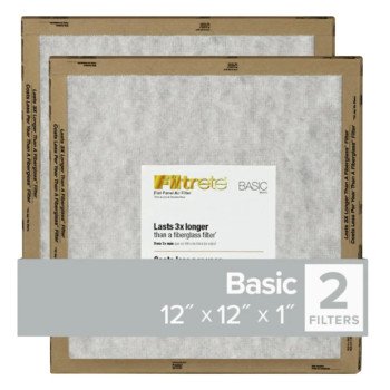 Filtrete FPL10-2PK-24 Air Filter, 12 in L, 12 in W, 2 MERV, For: Air Conditioner, Furnace and HVAC System