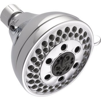 Delta 75569C Shower Head, 1.75 gpm, 1/2 in Connection, IPS, 5-Spray Function, Plastic, Chrome, 4-5/32 in Dia