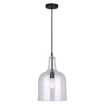 Canarm KEEVA IPL1059A01BK Pendant Light, 120 V, 60 W, 1-Lamp, Type A Lamp, Metal Fixture, Black Fixture