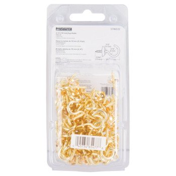 ProSource LR-390-PS Cup Hook, 5/16 in Opening, 3 mm Thread, 1-1/8 in L, Brass, Brass