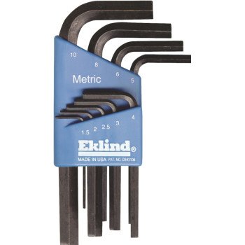 Eklind 10509 Hex Key Set, Includes: 1.5 to 10 mm Keys, 9-Piece, Black