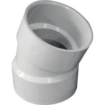 Canplas 192553 Pipe Elbow, 3 in, Hub, 22.5 deg Angle, PVC, White