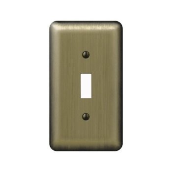 Amerelle 154T Wallplate, 5 in L, 2-13/16 in W, 1 -Gang, Steel, Brushed Brass