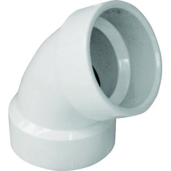 Canplas 192601 Pipe Elbow, 1-1/2 in, Hub, 60 deg Angle, PVC, White