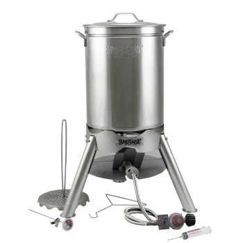 Bayou Classic 200-440 Turkey Fryer Kit, 58,000 Btu, Propane, Stainless Steel, Silver