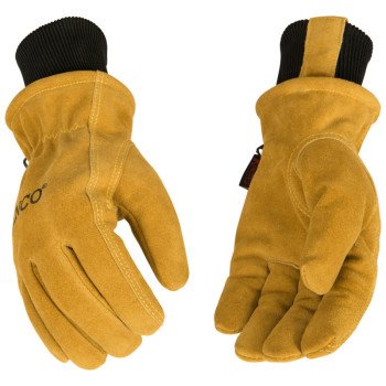 Hydroflector 350HKP-L Gloves, Men's, L, Keystone Thumb, Knit Wrist Cuff, Cowhide Leather, Gold